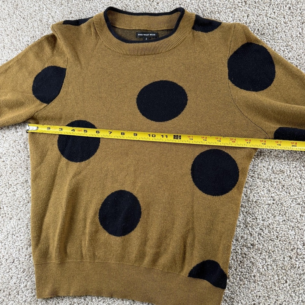 Who What Wear Womens Small Brown Polka Dot Cotton Sweater Skirt Knit Set - Picture 7 of 16